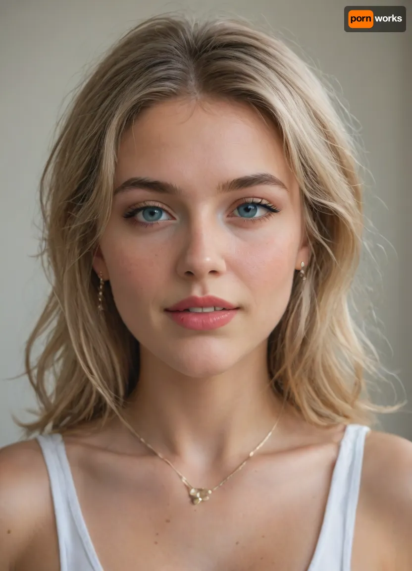 Natalii amateur Use face my wife ? Natalii 24-years-old Ukrainian woman, blonde hair, Photo galery Natalii -
https, //www.deviantart.com/natalii24hot
"A photorealistic close-up portrait of a young Caucasian woman exactly 25 years old with an oval face shape, fair porcelain skin with subtle natural blush and flawless texture, high defined cheekbones, soft rounded chin, and gentle jawline without sharpness. Her eyes are large and slightly wide-set almond-shaped with light blue-gray irises, thick dark upper eyelashes, thinner lower lashes, subtle black eyeliner on upper lids only, and neutral eyeshadow for a natural look, (eyes:1.3), . Eyebrows are medium-thick, naturally arched with a soft curve, dark blonde to light brown in color, starting fuller at the inner corners and tapering outward, (eyebrows:1.2), . Nose is straight and medium-length with a smooth bridge, slightly rounded tip, small nostrils, and no flare, (nose:1.2), . Lips are full and plump with a defined cupid's bow, upper lip slightly thinner than lower, painted in matte deep red lipstick, forming a subtle confident smile revealing a hint of straight white teeth and faint dimples on cheeks, (lips:1.3), . Hair is shoulder-length dirty blonde with warm honey highlights and subtle darker roots, straight at the top transitioning to soft loose waves at the ends, parted off-center to her left, (viewer's right), with a few strands softly framing the face and falling over the forehead, (hair:1.2), . She wears a small solitaire diamond ring on her right ring finger, a gold chain-link watch with white face on her left wrist, and a thin silver bracelet just below it. Expression is playful yet composed, with a direct engaging gaze at the viewer, head tilted slightly to her right. Ultra-detailed facial features, exact replication of proportions and symmetry, no distortions or variations, photorealistic, 8k resolution, sharp focus on face, realistic skin pores and subtle freckles absent, identical to reference image."