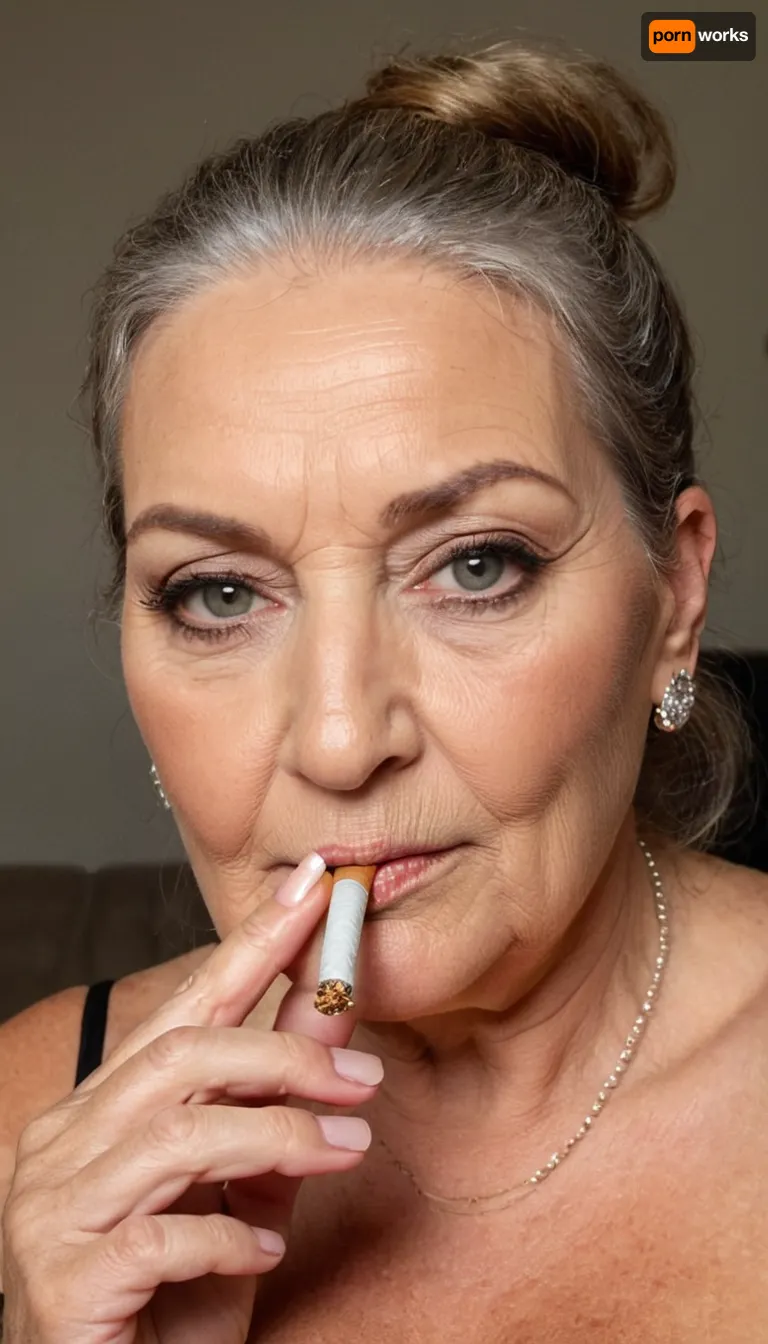 best quality, granny, realistic eyes, 60 years old, curvy bbw, (smoking a small cigarette:1.3), natural hair, thick, wrinkles, big grey eyes, natural grey ginger hair, grey eyes, ponytail, super realistic, stretch marks, extremely saggy tuberous breasts, hard mature nipples, big dark circles under eyes, old skin, Hot mom, Huge Old XXL boobs, 4K, thick neck, really big mom, ultra realistic, pov, grey, eyes, perfecteyes, olddigitalcamera, raw, leak, jpeg, artifacts, low, res, quality, Long, Labia, Meaty, pussy, <lora:PerfectEyesXL:.7>, <lora:Old_Digital_Camera:.5>, <lora:275493_training_data:.8>