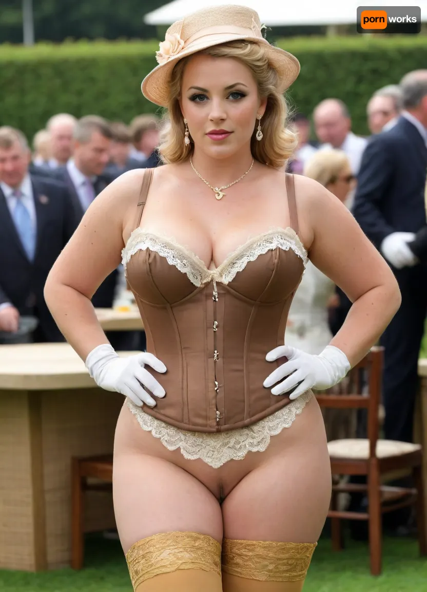 two Naked 58 yo. British bbw gilfs posing together in public outdoor, anatomical correct, perfect composition, detailed eyes, (nude:1.5), (smooth pussy:1.5), (((excessive gold jewelry))), (((talking on cell phone))), (((cute FACE))), (big extreme sagging breasts:1.5), alluring, lusty, slutty, lubricant, (((embarrassed, sobbing, crying, feeling fucked))), (((necklaces))), (((bracelets))), (((rings))), (((belly chain))), (((pussy jewelry))), (lace colored stockings:1.5), (((elegant hat))), (((lace gloves to shoulders))), (tight corset:1.5), plump figure, (((elaborate gold jewelry))), (((ankle bracelet))), (((high platform heels))), (((candid))), (((looking at viewer))), (((big earrings))), (((mounted gemstones))), (oiled glossyshiny skin:1.4), (((wide hips, big butt))), elaborate hairstyle, flat soled shoes, (((standing in the Royal Ascot))), (back view), frontal view, amateur, professional, flareminidress, natural sun light, SSS, subsurface scattering, HDR, 16k, photo-realistic, RAW, award-winning photo