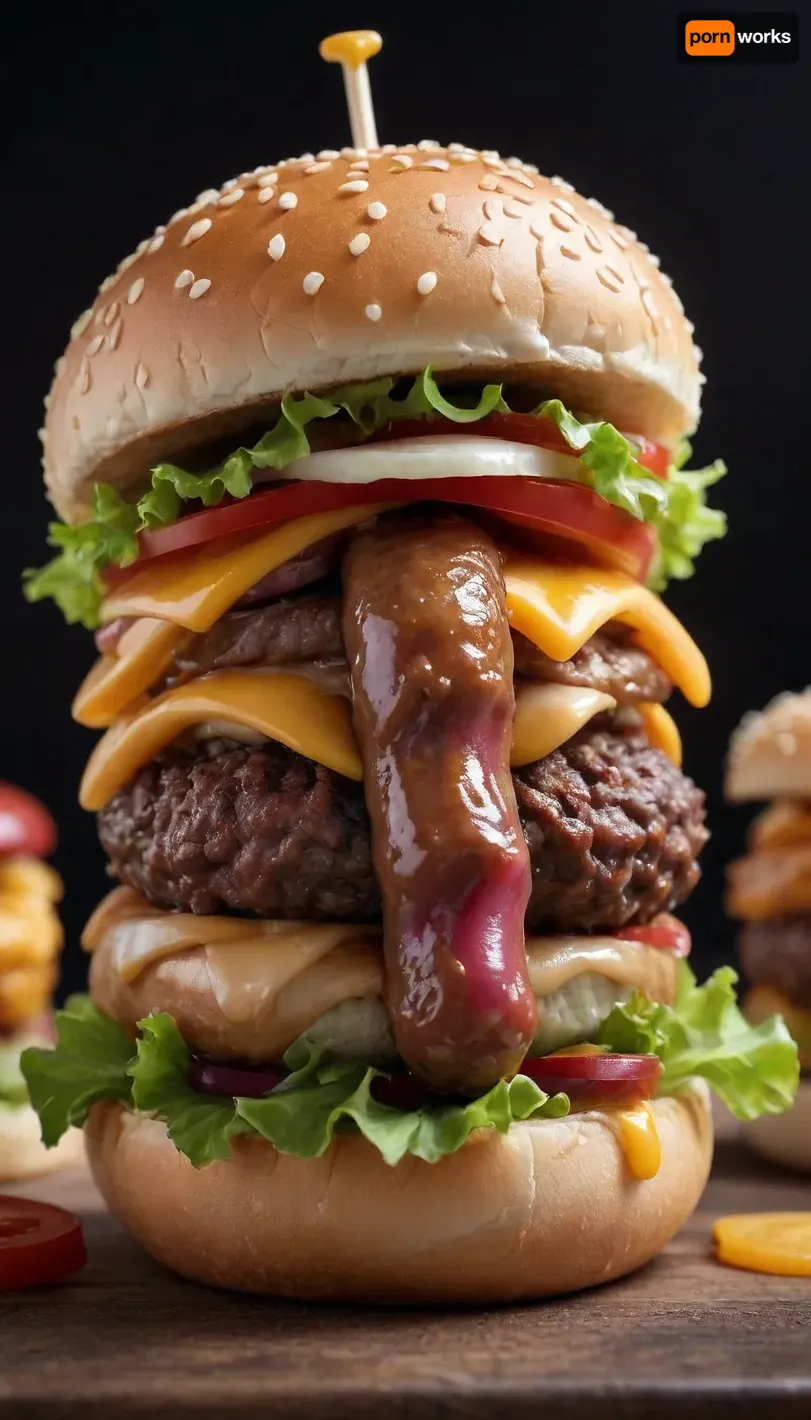 a hamburger in the form of a penis