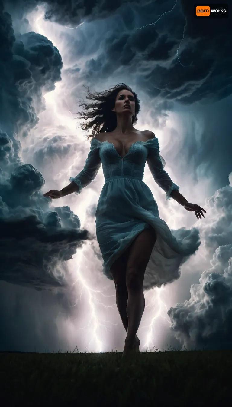 Cinematic, wide angle, 35mm, dramatic storm. The form of a woman from billowing clouds, a full body image of a woman, semi-transparent stormy clouds, dark sky, lightning sparking through her cloud body, martius_storm woman, <lora:Storm_Cloud_Style_SDXL:2>, <lora:Aether_Cloud_v1:.8>