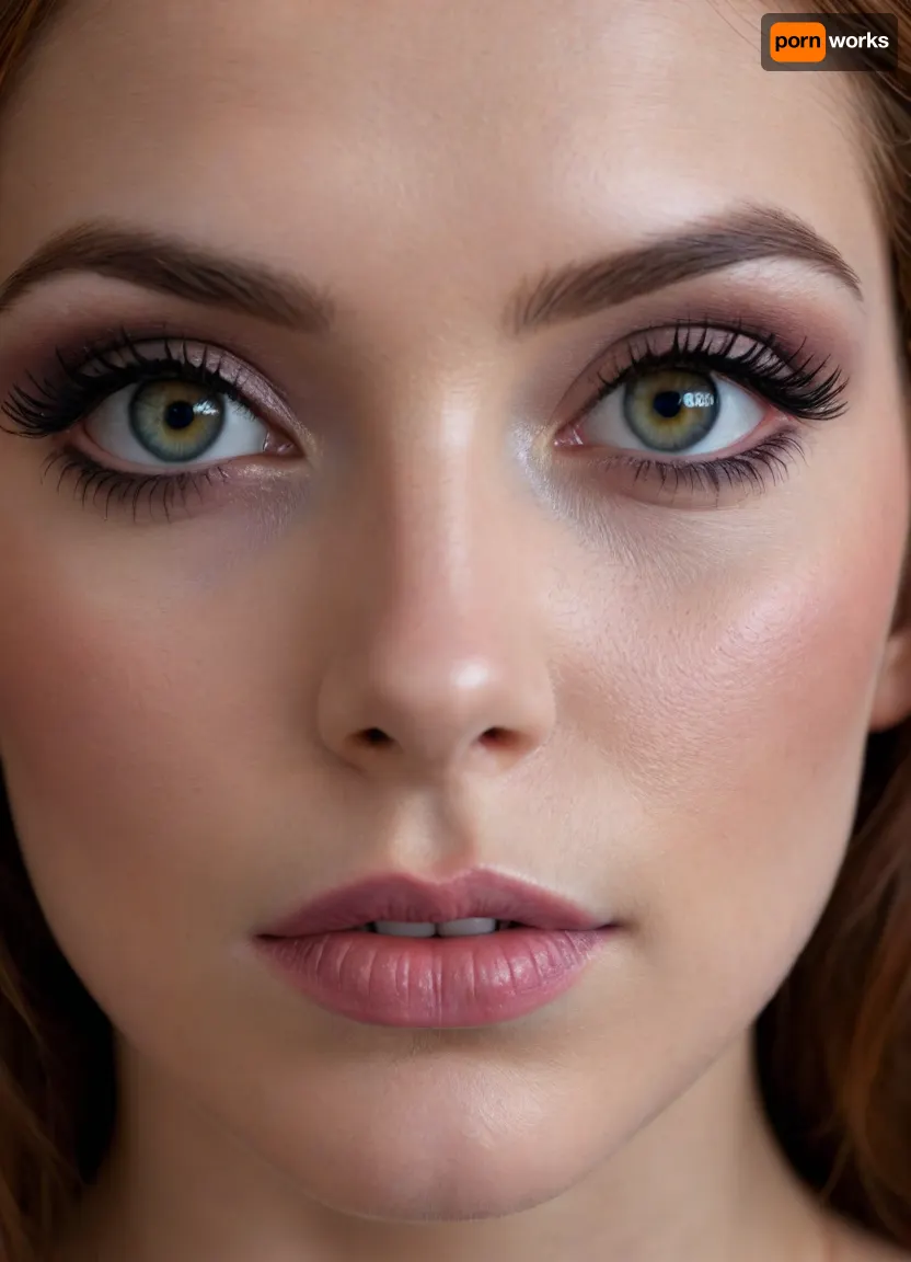 ultra-realistic, 8K HD, thick 20-years old woman, detailed face, detailed auburn hair, intense grey eyes, (heavy eye makeup:1.5), (close-up:1.5)