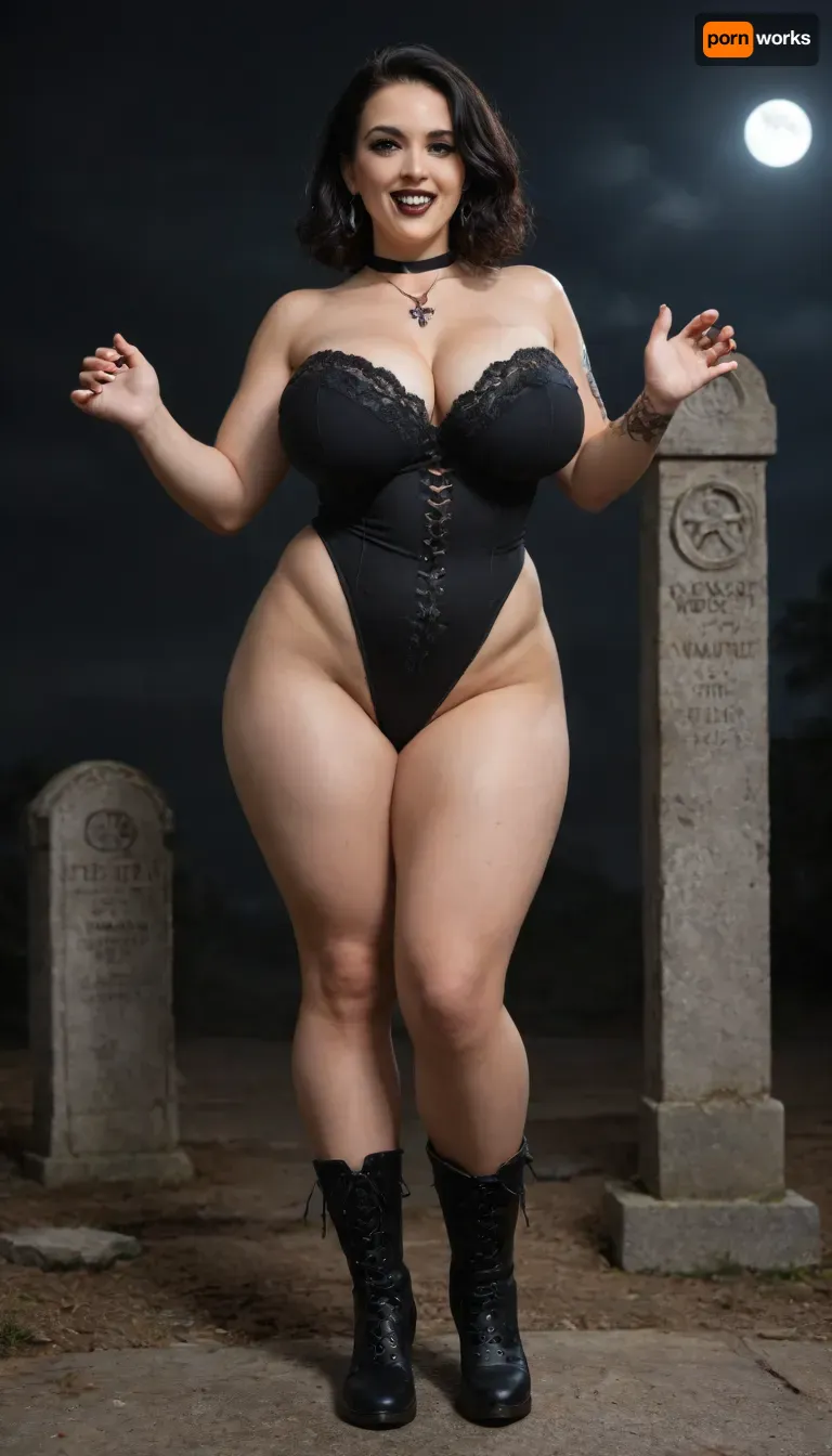 UHD, 8k detail, sharp focus, hyper realistic, score_9, score_8_up, 35 years Old sexy milf, laughing, tattoos all over the Body, Perfect Blue eyes, slim Face, wearing a Dark red lace leotard, covered breasts, hot pose, Grave, cemetry, Leaning on a gravestone, dark background, Night, red Lighthing, massive tits, caucasian, sexy german, plumper, Chubby, hourglas Figure, Goth Make-up, black Eyeliner, black lipstick, long straight black hair, love handles, massive dot breasts, bbw breasts, gothboots, goth Boots, Boots with braces, solo Girl, one Woman, massive busty Goth, saggy Natural Big tits, Natural aged skin, Perfect proportions, cellulite, Full Body Shot, picture, 4k epic detail, shot on kodak, 35mm photo, high budget, cinemascope, moody, epic, gorgeous, film grain, score_7_up, rating, explicit, space, marine, adepta, sororitas, warhammer, 40k, wh40k, <lora:WH40XL:1.9>