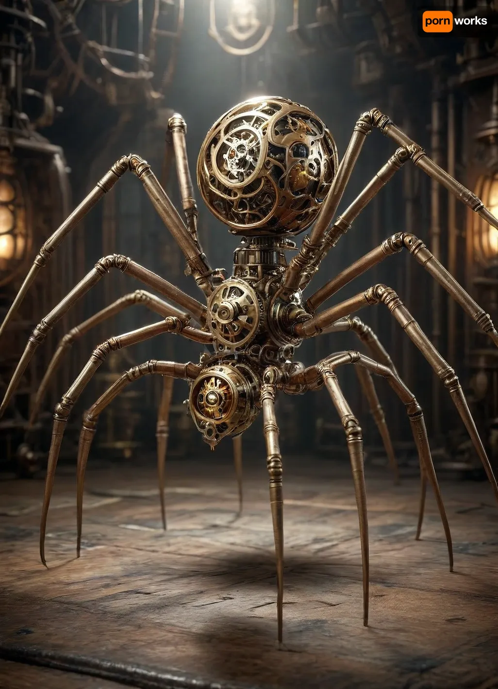 Harsh lighting. Full body rendering of an ominous looking mechanical spider adorned with a star of life. automaton charges forward, mid stride, mcs1, DonMSt34mPXL, steampunk, gears, <lora:multicolored-colorful-smoke-000008:1.6>, <lora:DonMSt34mPXL-000006:1.6>, <lora:steampunkXL:1>