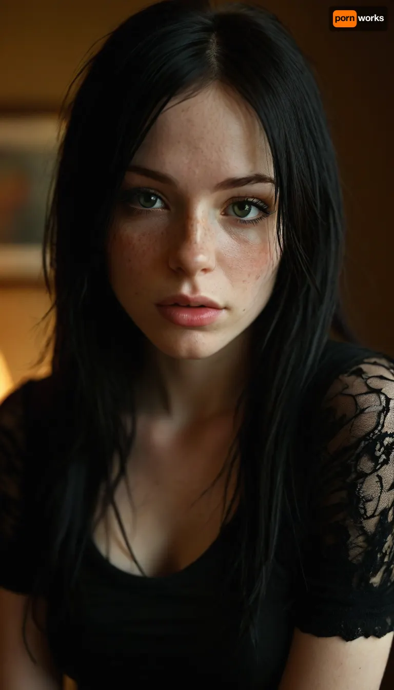 Emo girl, (extremely busty:1), very busty, incredibly large and epic sized boobs, breasts of epic proportions, gorgeous emo girl wearing snug clothing accentuating her big and sexy busty chest, (snug shirt that makes her boobs look very big:1.1), extremely sexual curves, tiny waist, (tight waist:1), microwaist, large bust, wide hips, fertile hips, skinny and lean physique. Sensual Emo female body. Long black hair framing a cute freckled face, very long straight flat hair, (freckled face:1), (freckled cheeks:1), (beautiful freckles:1), ., (Her eyes are an envious green:1), (Black clothing:1.1), Tshirt that has lace sleeves, early 2000's emo attire, wearing emo clothing from the early 2000's, ripped skinny jeans, low-rise skinny jeans, full length skinny jeans. Dynamic lighting, natural lighting, . early 2000's Myspace profile pic selfie, kissy face selfie, standing up, good posture. score_10_up, score_9_up, score_8_up, score_7_up., <lora:add-detail-xl:2>, <lora:MJ52:2>, <lora:WildcardX-XL-Detail-Enhancer:2>, <lora:Adjust_SDXL_v3.0:2>, <lora:eGirls_XL_v1:2>