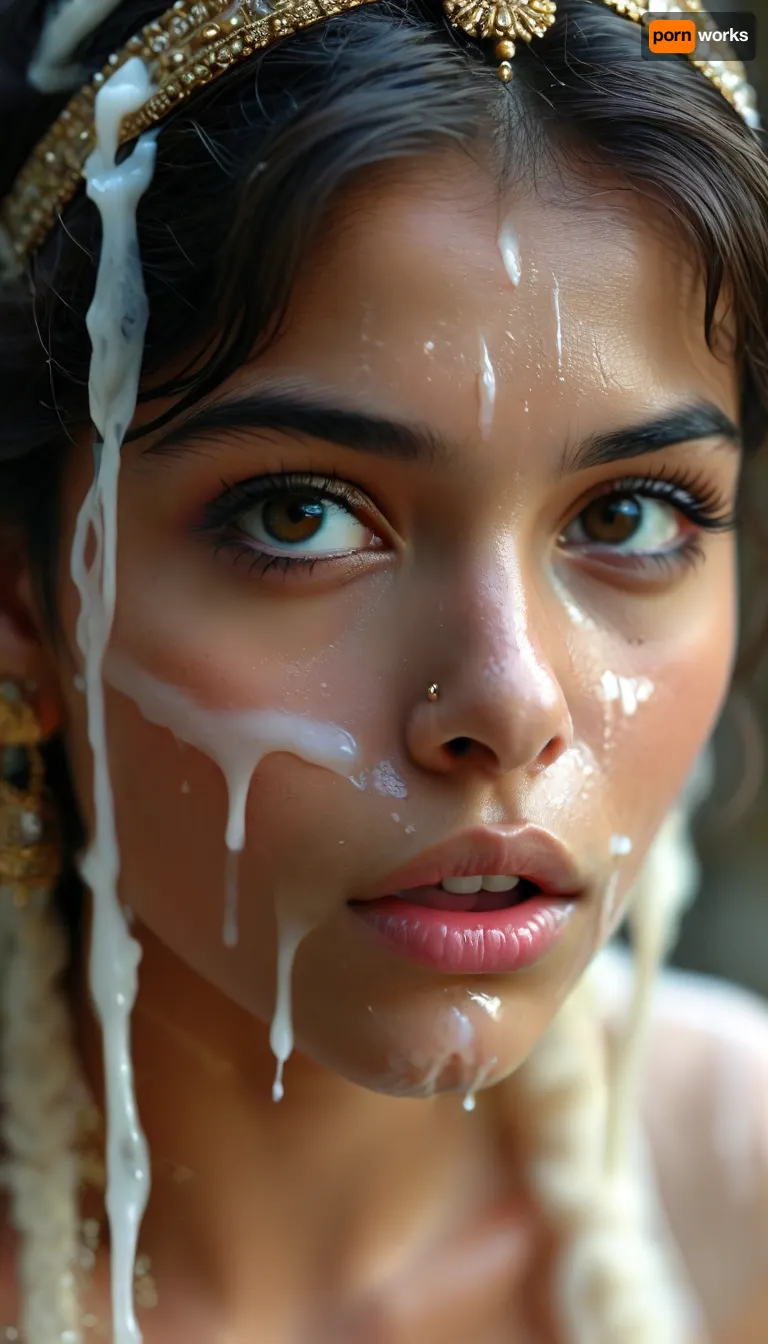 18 year old female indian queen, covered in thick white realistic cum, sexy expression, woman, cum, on, face, <lora:MJ52:.3>, <lora:BUT_SDXL_SHS:1.3>, <lora:add-detail-xl:.7>, <lora:CinematicStyle_v1:2>, <lora:JustCum:1.5>