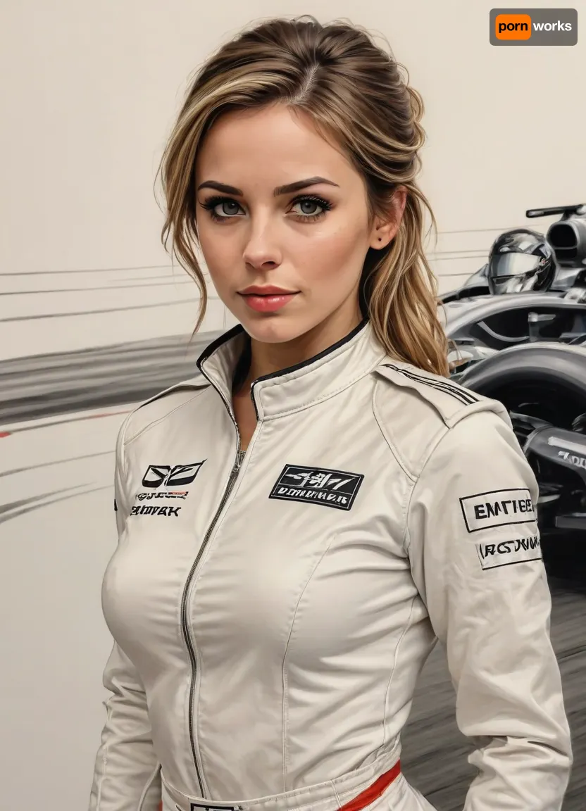 detailed pencil drawing with clean lines and meticulous shading, female racing driver, sidelight, fetish costume, cross eyes, formula 1 background, erotic, hot, sexy, dynamic sexy pornstar pose, blurry background, 1girl, after sex pussy, front view, тlineart, blurry white background, drawing, by, NTY, jsbw, style, v0ng44g, sk3tch, .8>, <lora:JasmineBWXLDoguMini:.7>, <lora:sketch_it:1.4>, <lora:195794_training_data:.9>
