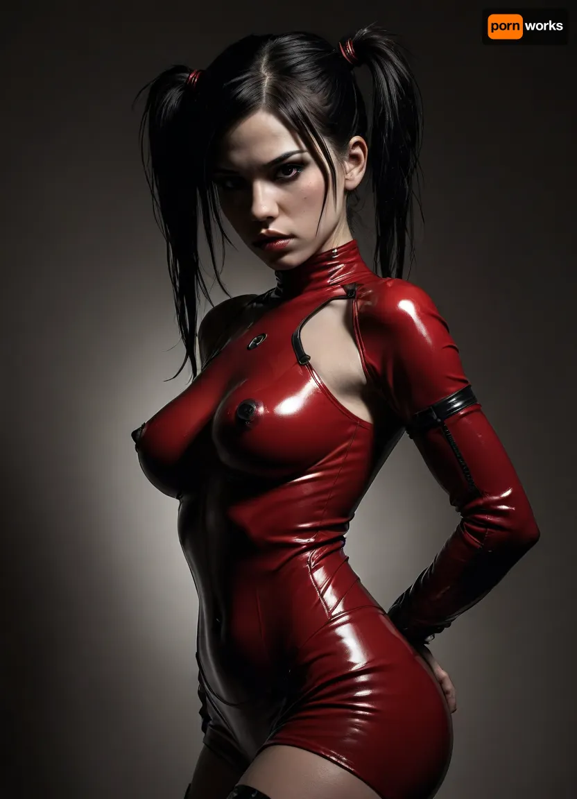 detailed pencil drawing with clean lines and meticulous shading, female cyborg, sidelight, black hair, (pigtails), red latex minidress, cross eyes, futuristic background, erotic, hot, sexy, dynamic sexy pornstar pose, blurry background, 1girl, after sex pussy, front view, тlineart, blurry white background, drawing, by, NTY, jsbw, style, v0ng44g, sk3tch, .8>, <lora:JasmineBWXLDoguMini:2>, <lora:sketch_it:2>, <lora:195794_training_data:2>, <lora:dark:.8>