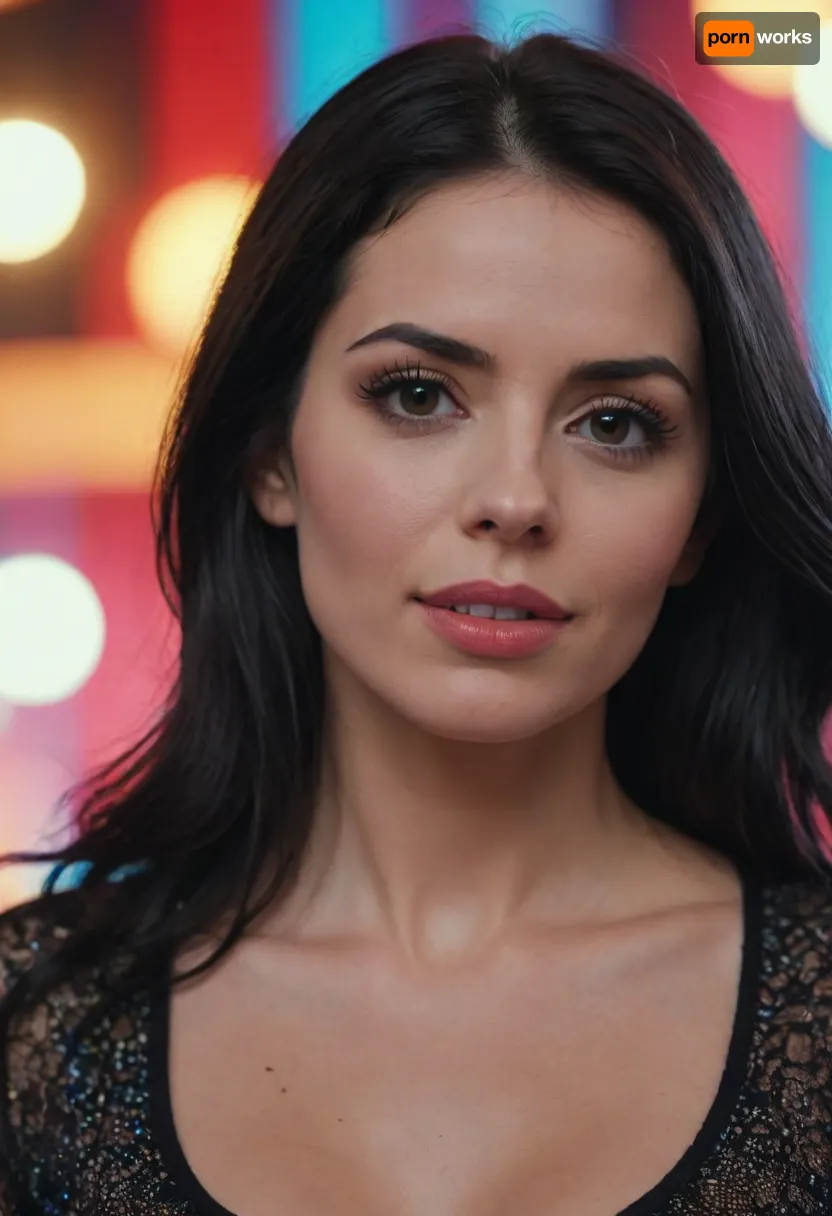 A still frame from a porn video of a black-haired woman