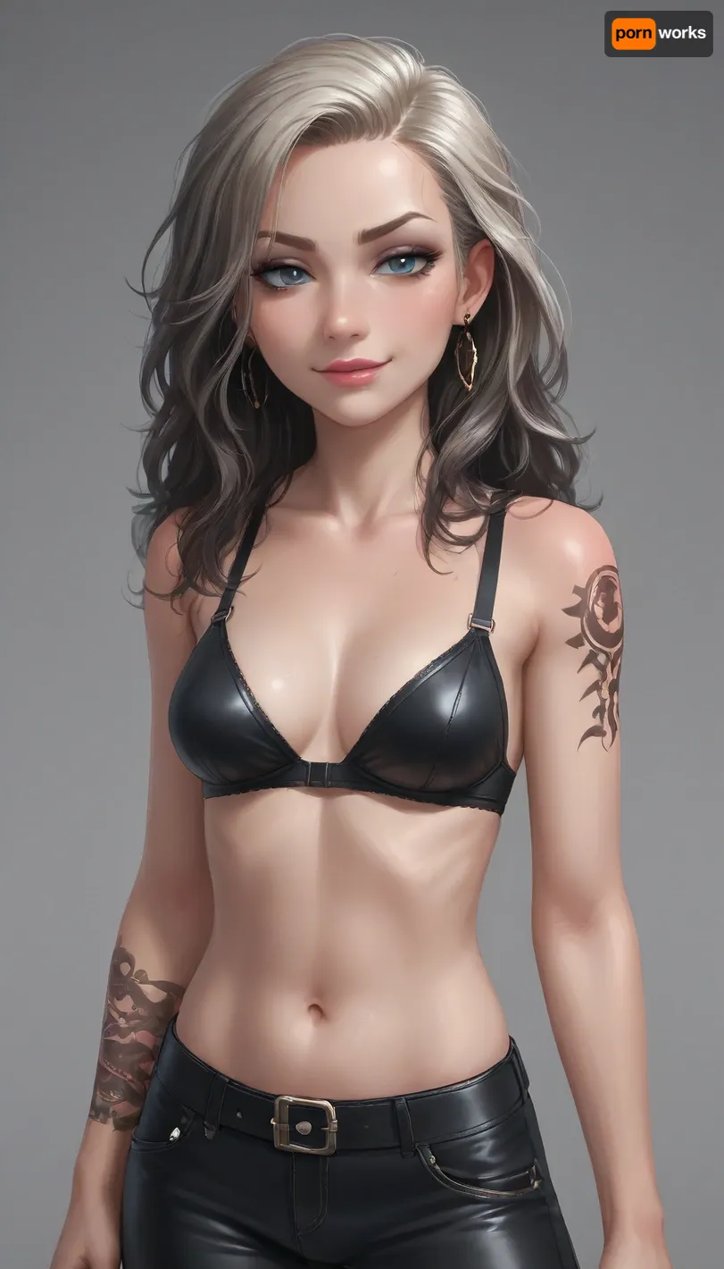 score_9, score_8_up, score_7_up, 1girl, (incase, incase style:.6), (mischievous esthetic:1.2), (rocker girl, Rockstar, leather bra, long hair, arm tattoo), (cleavage), (smug, confident woman, soft flirty smile, seductive pose), (large expressive eyes), (), <lora:princess_xl_v2:.8>