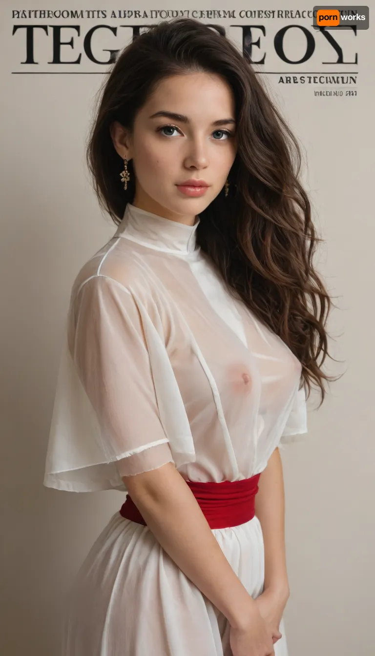 (adult magazine cover), (adult DVD cover), (special limited edition), masterpiece, oriental uyghur, 1girl, new_look, Fresh_face, adorable round face, mesmerizing, pretty, beautiful, unmatched beauty, clean_look, long_hair, satsnic nun, white clothes and red sash, transparent clothes, circle backlight, see-through clothes, side profile portrait, devoted praying, braless, puffy natural large_breasts and erected_nipples under transparent_clothes, (perfect fingers), (perfect human anatomy)