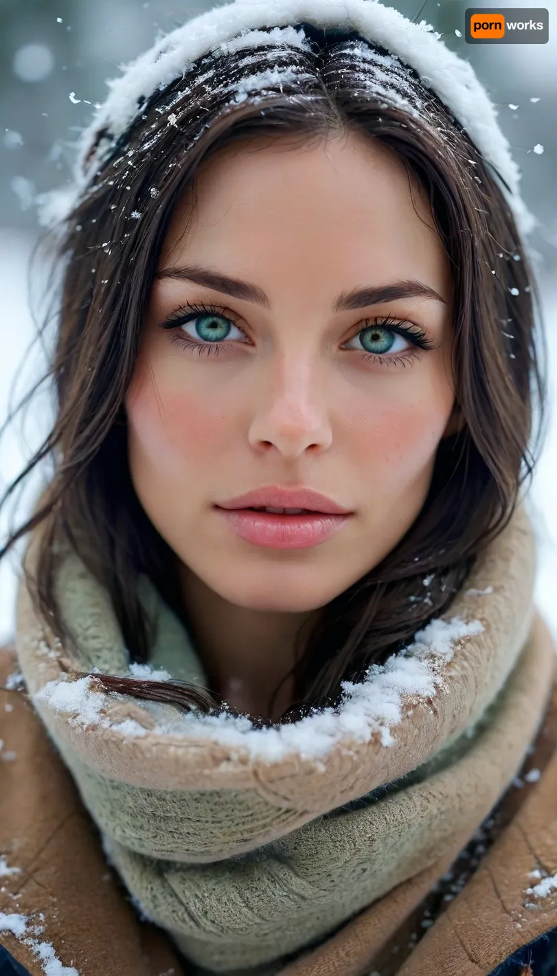 Masterpiece, perfect proportions, view from above, beautiful sexy skinny 30 years french woman, skinny, very long cascading black hair, large boobs, (perfect face), high detail, ((topless, visible boobs)), shy smile, chapka, scarf, opens coat, heavy eyeliner makeup, snowy moutains, (((laying in the snow))), ((stunning eyes)), perfect eyes, cold day, <lora:MJ52:.8>, looking, at, viewer, <lora:looking_at_viewer:.8>, green, eyes, blue, brown, perfecteyes, <lora:PerfectEyesXL:.8>