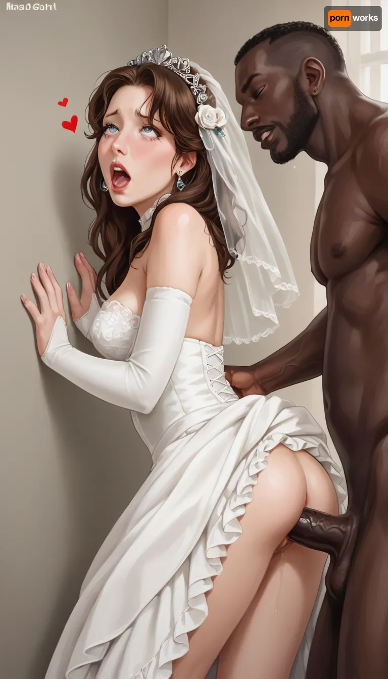 (Moaning:1.3), (lifted skirt:1.1), (bride in Victorian wedding dress with lifted skirt), wife fucked, standing, doggystyle, hands on wall, interracial footage, high details, masterpiece, glossy, studio photo, sharp, realistic face, soft back light, medium breasts, soft colors, retro realism, hearts of love, submissive, good girl, begging, temptation, full frame, black cock, (interracial vafinal:1.3), (mega huge African brute:1.2), scared, curvy, rotated, (bedroom:1.3), arcane, film, photography, grain, medium, heavy, shs, Lofi, Girl, LofiGirl, StdGBRedmAF, Studio, Ghibli, <lora:SDXL_FILM_PHOTOGRAPHY_STYLE_V1:.8>, <lora:Professional_Portrait:.8>, <lora:K-Studio-0.1:.8>, <lora:SDXL-LofiGirl-Lora:.8>, <lora:StudioGhibli.Redmond-StdGBRRedmAF-StudioGhibli:.8>