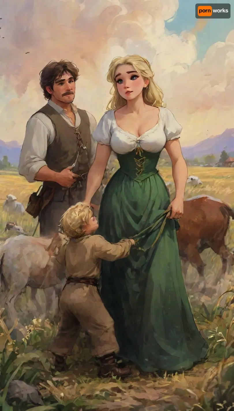(((a peasant woman in a medieval green dress, corsage, white blouse, neckline, blonde, a cuhubby mature woman of 50 years old, with huge breasts, wide hips, gergeous ass and a shaggy cunt, works in the field with her little young son))), ((oktoberfest dress)), (((masterpiece, the best quality))), (wheat field, ears, sickle, sheaves), deep photo, depth of field, 35mm photo, film, bokeh, professional, 8k, highly detailed, perfect anatomy, insane details, intricate details, hyperdetailed, hyper quality, HDR, ray tracing reflection, cinematic lighting, highlydetailedbody, realisticface, highlydetailedhair, perfectfingers, insanelydetailed, 8K.highdetailedskin, highresolution, (j_cartoon:1.5), Drawing, uberfit, muscular, athletic, evaelfie, <lora:evaelfie_XLv1:2>, <lora:detailed_notrigger:2>, <lora:samdoesarts1.1-000030:.4>, <lora:J_cartoon:.3>, <lora:Animated_Concept:.4>