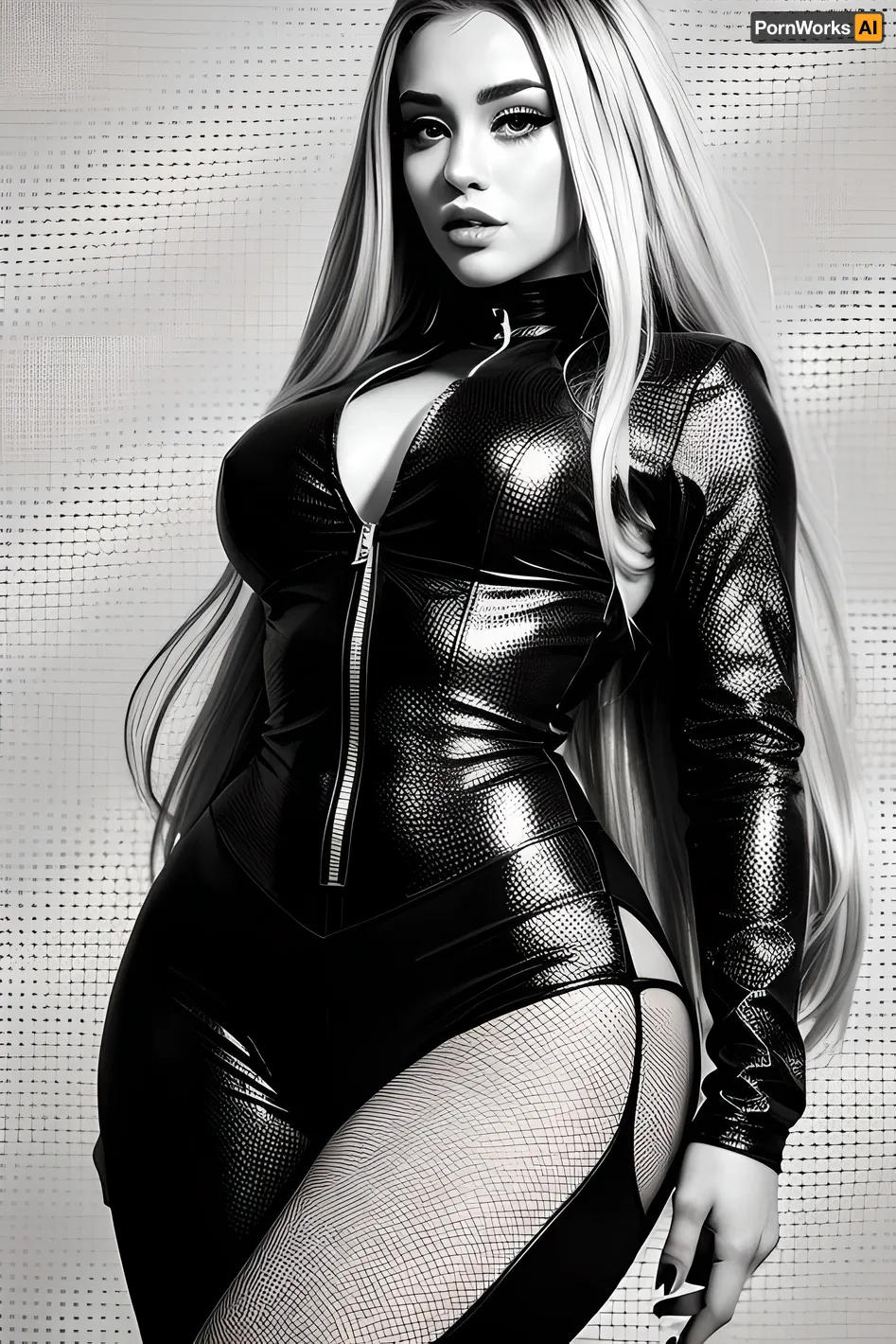 Mia, a young woman with a passion for technology and graphic design, created an AI-generated halftone vector graphic of an anime character that captivated her. She spent countless hours working on it until it was perfect, creating a stunning halftone vector