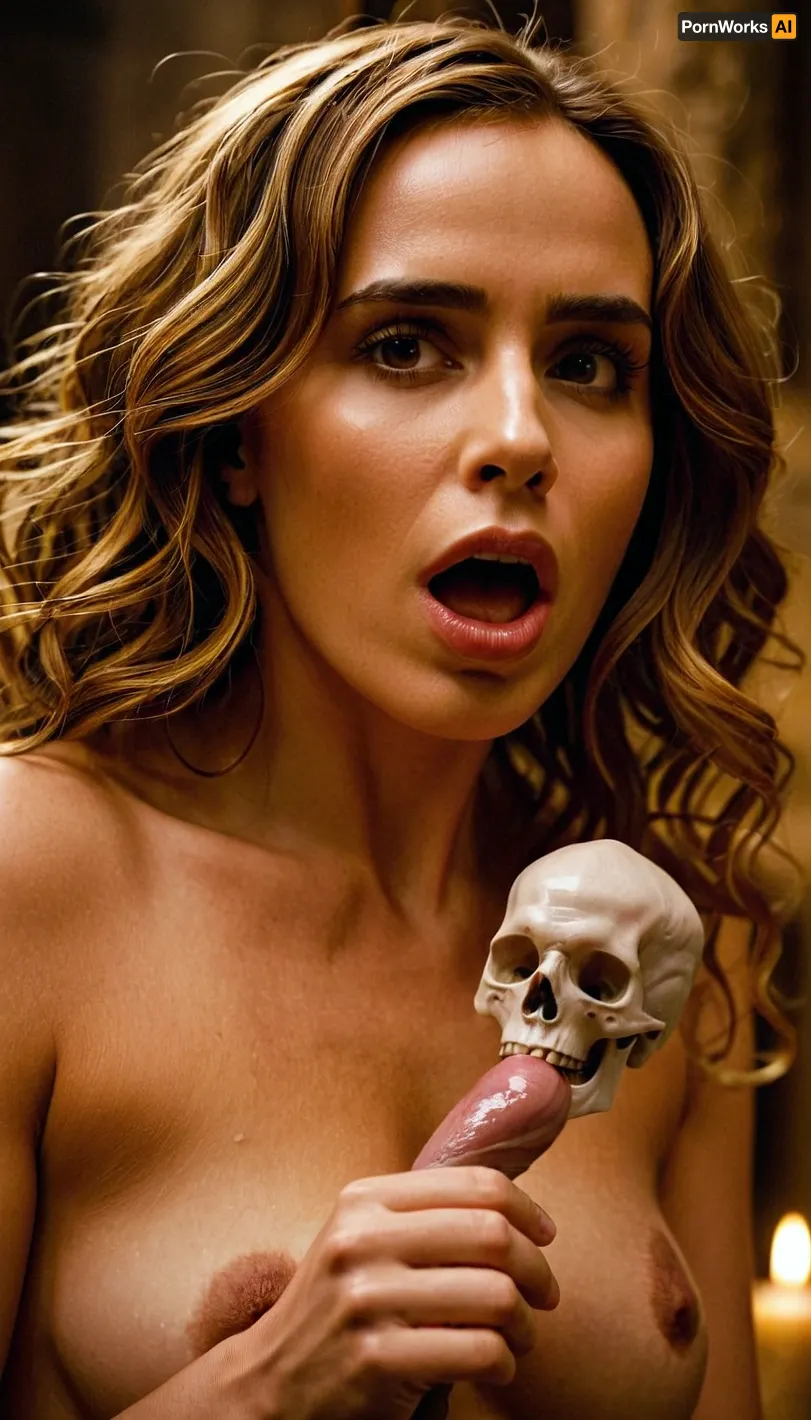 The picture showed Hermione Granger, the protagonist of the story, touching Lord Voldemort's penis with her lips