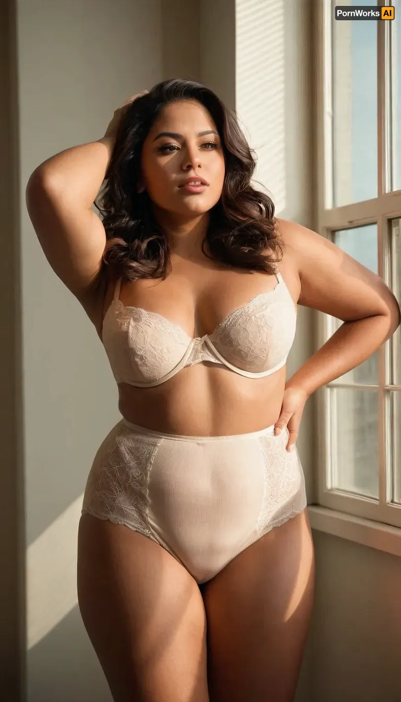 Jocelyn Corona, una mujer desnuda y rizada se puso en una ventana muy grande con persianas, a través de las persianas la luz del sol cubrió su hermoso cuerpo con rayos del sol. Cerró los ojos y respiró profundamente, sintiéndose agradecida por esto