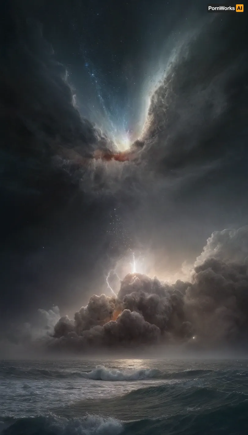 In the vastness of space, a small boat sailed through the endless ocean, a powerful thunderbolt ripped through the sky as they approached Jupiter's giant planet and its stormy atmosphere. The stars twinkled in space with their powerful radiation while And