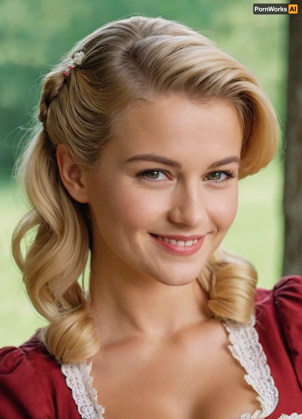 Heidi stumbled upon an AI generated picture of herself wearing a vintage outfit and fell in love with the sexy outfit. She couldn't wait to see what other pictures it would generate for her