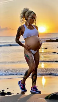 (((pregnant small midget youngest japanese gyaru:1.5))), (((background beach:1.5))), (((girl with full body tattoos:1.5))), (((abs:1.5))), (((athletic figure:1.5)))