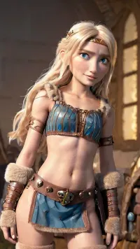 Astrid Hofferson, la vixen sexy con un corpo curvy e un culo stretto, stava scattando foto di se stessa nella sua camera da letto. Indossava un bracciolo medioevale in pelle su un braccio e copriva la figa con l'altra mano