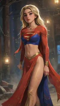 (masterpiece, best quality, absurdres), 1girl, solo, cowboy shot, happy emotion, cute smile, long platinum blonde hair, bright glowing green eyes, beautiful mature age 26 supermodel female, perfect anatomy, looking at viewer, hands on hips, glowing, (wearing a intricate sexy Supergirl design red blue gold elegant Indian Punjabi design saree and a deep neck blouse and that beautifully reveals her cleavage and navel visible, nipples slightly visible, thick, curvy inner thighs completely visible, legs spread open, saree slightly lifted above thighs, with a thin an long necklace is made of gold and has a long chain with black and gold beads. The beads are arranged in a repeating pattern, with the largest bead at the bottom and the smallest at the top. In the center of the necklace, there is a pendant with a design in the shape of a Superman Logo symbol, The pendant is attached to the chain with a gold clasp. The overall style of the jewelry is traditional and elegant, adorned with a striking thin golden chain around her hips. She has a small red bindi on her between her eyebrows and green colored glass bangles on her wrist, outfit:1.5), muscular body, athletic body, voluptuous body, skinny body, thin body, hourglass body, thick body, washboard abs, outdoors, hovering above a Futuristic Cyberpunk Metropolis City The Daily Planet Building below, night, (no gravity floating pose:1), highlydetailedbody, realisticface, highlydetailedhair, insanelydetailed, 8K.highdetailedskin, highresolution, perfectfingers, (j_cartoon:1.5), Drawing., DCEU, Supergirl, rha3, woman, targaryan, <lora:rhaenyra young - rha3 woman sdxl:1>, <lora:Supergirl:.5>, <lora:samdoesarts1.1-000030:.4>, <lora:J_cartoon:.3>, <lora:Animated_Concept:.4>