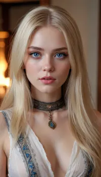 an, (extremely hot and sexy:1.7), 25yo woman. average-height stature and build would best be described as toned. fair skin and blue eyes, and, ((very long:1.5), blonde hair:1.5), (in a face-framing haircut:1.5), . wearing a slave collar, style is boho., <lora:detailed_notrigger:1.5>