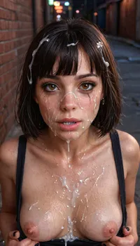 UHD, 8k wallpaper, (maximum quality:1.5), (ultra high resolution:1.7), (masterpiece:1.2), (full body view), award winning photo, (Extreme:1.5), (insanely detailed:1.9), (realism:1), (realistic:1.7), (hdr:1.4), hyper-detailed realistic body, hyper-detailed realistic face, hyper-detailed realistic eyes, hyper-detailed realistic skin, hyper-detailed realistic breasts, hyper-detailed realistic hair, (warm ambient light:.5), (shadows:.4), (Cum details), realistic cum, Prominent cum, (white cum:1.7), (cum on tits:1.3), cum on, (Cum flows:1.2), (cum on body:1.3), cum on hair, (cum on face:1.3), bukkake, ((Clothes and body covered with semen)), Score_9, 100% exact matching 30 years old Pornstar Aidra Fox, (((ultimate realistic 30 years old), (1.68 meters), (57kg), (ultimate realistic 30 years old slutty Pornstar Aidra Fox aged_real_body:1.1), (ultimate realistic 30 years old slutty Pornstar Aidra Fox aged_real_face:1.7), brown eyes, straight glossy black bobcut, bangs, pale skin)), goth makeup, goth, ruined eye makeup, black hair, black tantop pulled up to expose breats, black nails, straight hair, small petite tits, holding own tits, cum, on, face, tits covered in cum, (A lot of cum:1.5), aroused, dark alley at night, neon lights, dark, night, alley at night, felatio, oral sex, blow job, view from above, pov, cock in mouth, cheek bulge, cheek bulged out by cock in mouth, blowjob fellatio deep throat, ultimate realistic 3d rendering perfection, cinematic photography, cinematic lightning, professional depth of field, 3-point lightning, sharp eye focus, (full frontal), night time, (volumetric lighting), professional photographer shot on kodak, 35mm photo, sharp focus, high budget, cinemascope, 100 mm lens, 1/250 s, f/2.8, ISO 300, (/pornography/bukkake/), 30 years, old, Pornstar, AidraFox, aidraxx, <lora:JustCum:2>, <lora:aidraxx-3e:2>, <lora:LCMTurboMix_Euler_A_fix:.4>, <lora:detailed_notrigger:1.1>, <lora:photorealistic_portrait_notrigger:1.5>