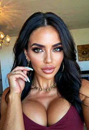 A young Latina bimbo from Miami is a master of the art of photo manipulation, showcasing her perfect nails, perfectly shaped breasts, and perfectly symmetrical body. Her Instagram feed is filled with provocative photos that showcase her curves and find the