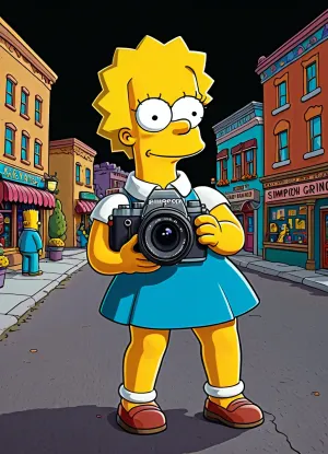 莉萨·辛普森(Lisa Simpson),一位来自斯普林菲尔德的年轻女孩,她用相机在斯普林菲尔德镇拍片的瞬间捕捉到. 她和父亲霍默·辛普森一起拍照片时 抓住了欢乐和欢笑的瞬间