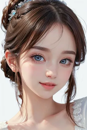 A IA gerou uma bela imagem de resolução 8k de uma mulher com alto detalhe, gerando uma imagem de resolução 8k. O retrato era fundo branco e tinha as palavras-chave "AI", "generar", "foto", e "texto