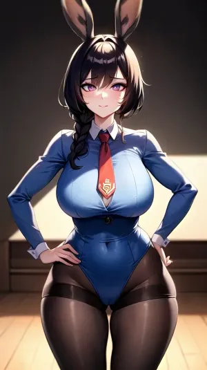 जूडीहॉप्स, एक शानदार शरीर और प्राकृतिक प्रकाश त्वचा के साथ एक शानदार पुलिस अधिकारी थे, को शानदार रंग और क्षेत्र की गहराई के साथ स्टूडियो प्रकाश व्यवस्था में कब्जा कर लिया गया था। उनकी त्वचा स्टूडियो रोशनी के तहत चमक गई क्योंकि वह खड़ी थी