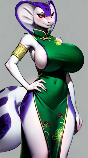 人工智能生成了一幅大乳房和眼镜蛇雌性在沙漠中用特写镜头拍摄蛇毛乳房和爬行动物尾巴的照片