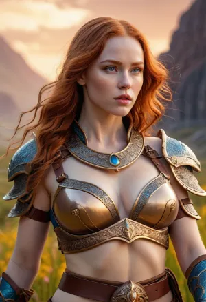 In einer fernen Galaxie gab es einen schönen Krieger mit einer erstaunlich detaillierten Haut. Sie hatte große Lippen, Kragen und lange Ingwerhaare, die frei nach unten sie zurückflogen. Ihr Nimbus war die Größe einer kleinen Wolke und sie trug Rüstung