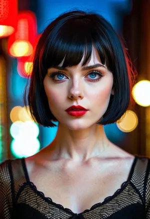 La linda chica goth con el corto corte negro y la mirada seductora se puso frente al espejo admirando sus nuevos ojos azules. Siempre había estado fascinada por la forma en que miraban, pero ahora podía verlas en una nueva