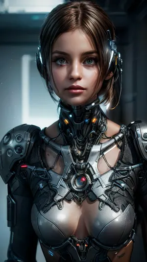 Sandra Chevrierの受賞歴のある肖像画写真は、未来的な技術でcyborgの少女の美しさを捉え、ルールの差と滑らかな焦点を使用して夢のような雰囲気を作り出します。 超高分解能により、あらゆるディテールが捉えられるように