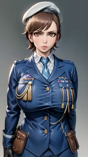 The AI generated a high-quality artwork of a woman with impressive proportions, detailed hair, and realistic facial features