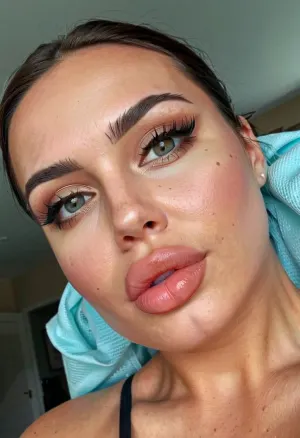 Une salope bimbo de 19 ans montrant son apparence améliorée sur Instagram avec une série d'images qui mettent en valeur sa beauté naturelle et des remplissages de visage de haute qualité. Sa peau est rehaussée par des implants en silicone pour améliorer sa silhouette musclée, tandis que la lèvre