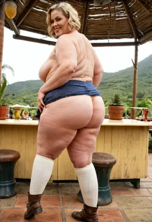 55-летняя женщина с объемной фигурой и татуированной кожей стояла в тропической кантине, ее высокие носки и текстурированная кожа на дисплее. Несмотря на то, что ей было 55 лет, она выглядела так, как будто она все еще может пойти на кого-то