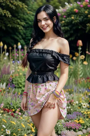 Милый 18-летний ИИ сгенерировал фотореалистичную девушку со сладкой улыбкой и длинными клубничными черными волосами, надев сексуальное розовое платье с одним свободным ремешком на стороне, стоял перед красочным фотореалистичным фоном