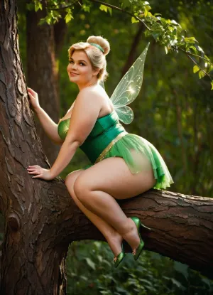 L'affascinante foto di Tinker Bell è un piacere irresistibile per i fan del mondo delle favole. La sua posa seducente e il suo sorriso la rendono irresistibile, rendendola un must-see per chiunque ami