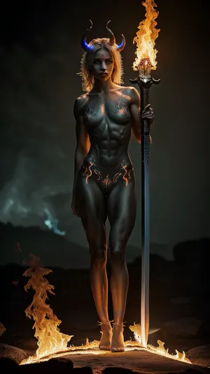 18 years old girl, anorexia, very thin, very thin waist, best quality, ultra-detailed, masterpiece, finely detail, highres, highly detailed face, (highly detailed eyes:1.3), 8k wallpaper, (in full height:1.8), (glowing fire tattoos:1.5), (demon girl:1.5), (demon horns:1.5), (demon wings:1.5), (naked vagina:1.3), (naked breasts:1.3), (fit:1.8), (muscular:1.8), (She's holding a demon sword:1.5), (aggressive face:1.5), (standing in the middle of lava:1.3), (on fire:1.5), (black anthracite skin:1.8), fire tattoos

very beautiful breasts, beautiful big breasts, gymnast physique, slender athletic legs, very long legs, Gorgeous goddess, sexy athlete, sculpted body, amazing tits, massive breasts, fitness model, Super realistic ass, Big toned buttocks, athletic buttocks, muscular buttocks, buttock muscles are clearly visible, beautiful athletic ass, A transcendent, epic mystical scene, haze, luminous water, (multicolored light), With multicolored light patterns covering her entire body, a light show with futuristic drawings all over her body. body with fluorescent paint, glowing from ultraviolet, bright colors and exquisite details, ultra-high resolution, (UHD C), hyperrealism and wide dynamic range, (DRF), rays of light, surreal futurism, beautiful view, fine details, perfect lighting, (LED backlight), cinematic composition, thanks to bright colors and exquisite lighting it turns out to work out the details realistically, the light sources convey the atmosphere, intrigue and beauty of what is happening, an epic mysterious scene, colorful light, super-detail, high resolution, (transparent silhouette:1.28), (backlight:1.12), (best shadow), 8K, UHD, (best lighting), bright and surreal, exquisite details, ultra-high definition, (UHD), (HDR), realistic lighting, creates an atmosphere of intrigue, phosphorescent, (dynamic light), iridescent and fluorescent gamma, breathtaking beauty, super detail, the smallest details