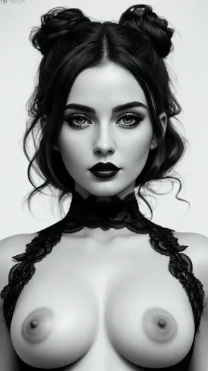 El cuerpo desnudo de la mujer fue pintado con detalles intrincados, y su vestido fue hecho de bordado ultra-realista. El fondo era una mezcla de enfoque hiperdetallado, altamente detallado y agudo