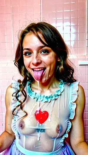 The girl was wearing a tight, revealing dress that showed off her toned arms and legs. She had wavy hair that cascaded down her back, and she was biting her lip as she stared at the wall in front of her. Suddenly,