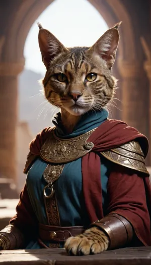 female tabaxi from D&D, highly detailed, cinematic, natural lighting