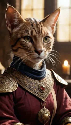 tabaxi from D&D, small breasts, highly detailed, cinematic, natural lighting