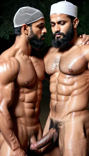 L'homme et la fille ont un moment sensuel sous le clair de lune, leur corps entrelacé dans une étreinte passionnée. Les muscles de l'homme se déchirent en se déplaçant, sa peau scintille de sueur. La fille est captivée par sa beauté