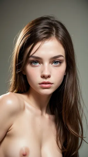 A beautiful 12-year-old Russian girl is naked and facing the camera