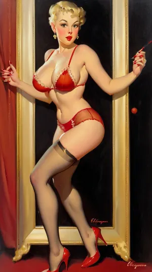 Ballantyne, a high-end escort with long blonde hair and huge breasts, posed in front of the mirror applying lipstick. She was wearing a red lingerie set and knew how to please her clients at her best. Her clients were always