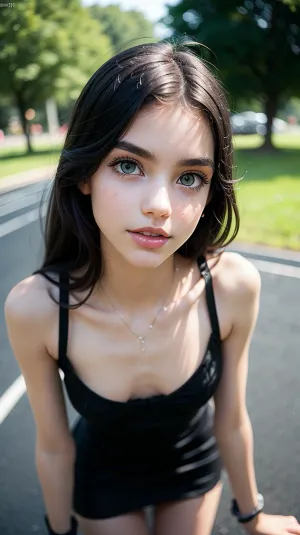 完璧な対称性と自然な小柄なキューティーの顔がカメラの前でポーズし、彼女のスリムな姿を強調したセクシーな服を着ていました。 彼女は美しいブラックラテックスストッキングにいた、彼女の曲線を抱き立たせました